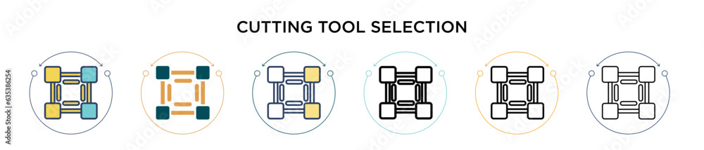 Poster cutting tool selection icon in filled, thin line, outline and stroke style. vector illustration of t