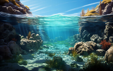 Coral reef in the sea. Underwater illustration