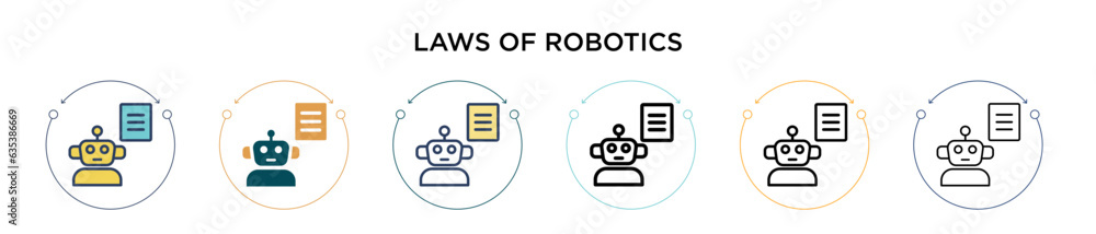 Poster laws of robotics icon in filled, thin line, outline and stroke style. vector illustration of two col