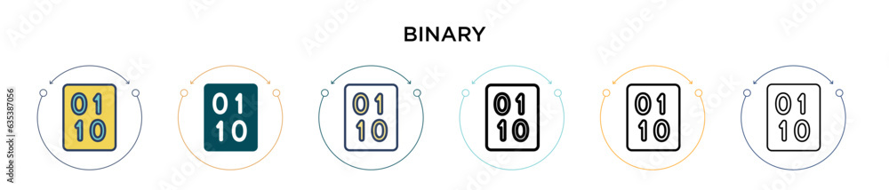 Poster binary icon in filled, thin line, outline and stroke style. vector illustration of two colored and b