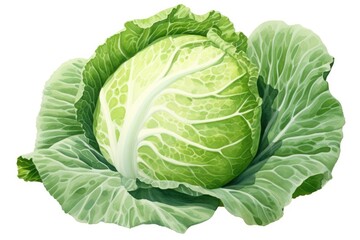 Illustration of cabbage close up. - obrazy, fototapety, plakaty