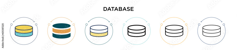 Poster database icon in filled, thin line, outline and stroke style. vector illustration of two colored and