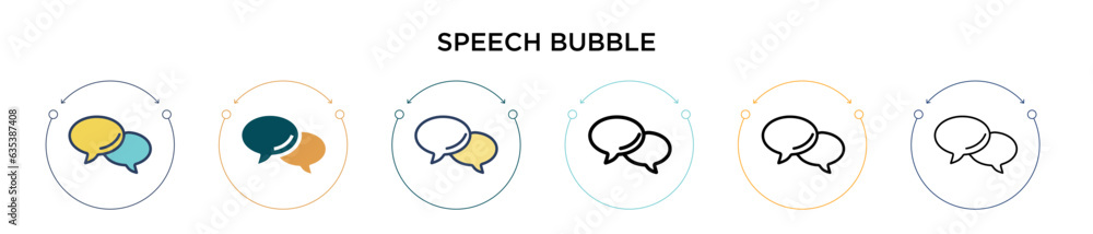 Poster speech bubble icon in filled, thin line, outline and stroke style. vector illustration of two colore