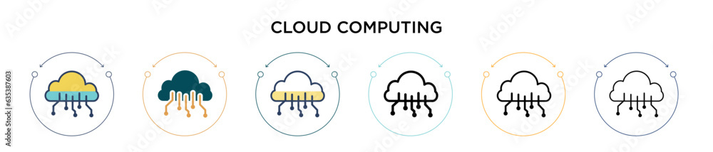 Poster cloud computing icon in filled, thin line, outline and stroke style. vector illustration of two colo