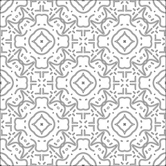Vector pattern with symmetrical elements . Modern stylish abstract texture. Repeating geometric tiles from striped elements.Black and white pattern.