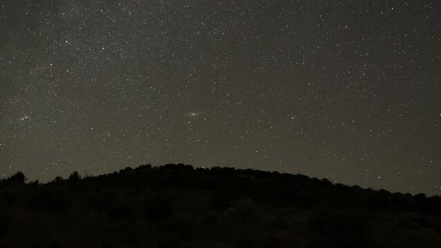 Starry nighttime time lapse during the Perseids meteor shower on 13 August 2023