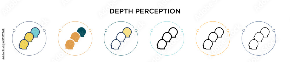 Poster depth perception icon in filled, thin line, outline and stroke style. vector illustration of two col