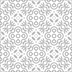 Vector pattern with symmetrical elements . Modern stylish abstract texture. Repeating geometric tiles from striped elements.Black and white pattern.