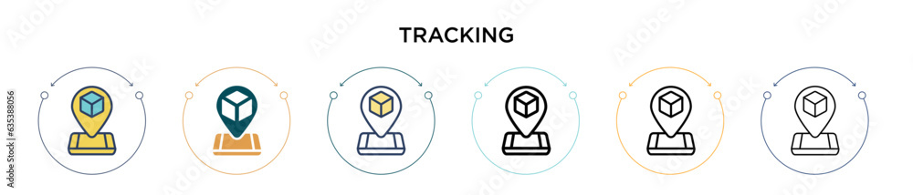 Poster tracking icon in filled, thin line, outline and stroke style. vector illustration of two colored and