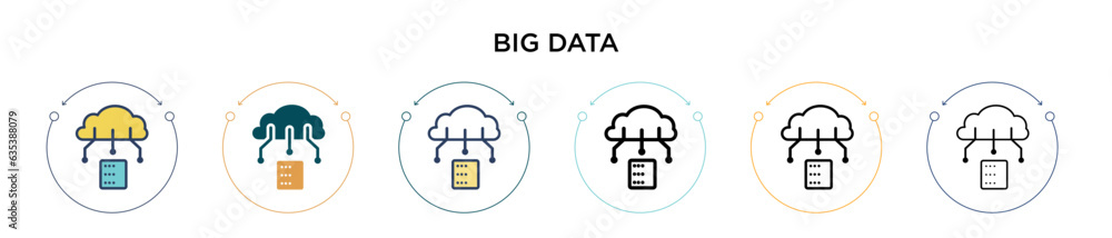 Poster big data icon in filled, thin line, outline and stroke style. vector illustration of two colored and
