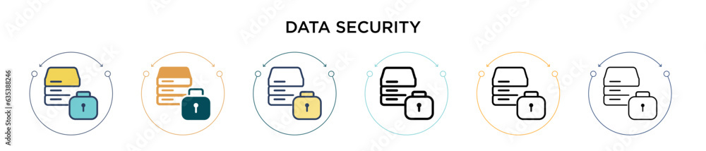Poster data security icon in filled, thin line, outline and stroke style. vector illustration of two colore