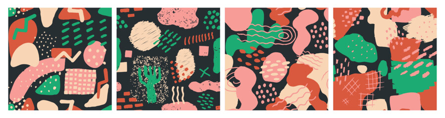 Vivid Seamless Round Retro Textile Sketch. Dark Repetitive Decoration Decorative Paint, Seamless Doodle. Pink