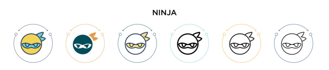 Ninja icon in filled, thin line, outline and stroke style. Vector illustration of two colored and black ninja vector icons designs can be used for mobile, ui, web © Digital Bazaar