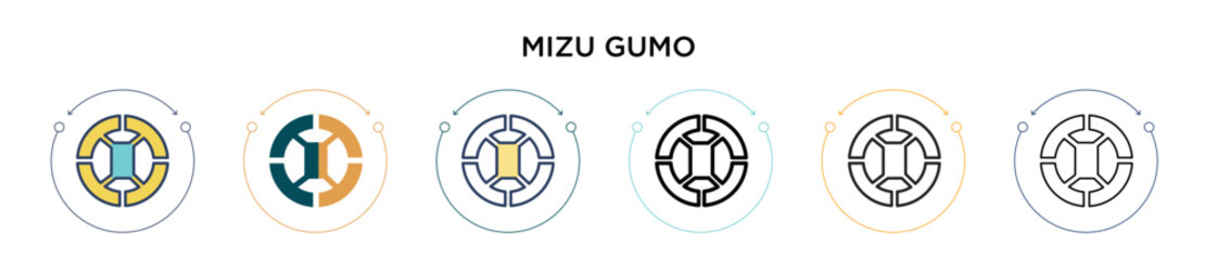 Mizu gumo icon in filled, thin line, outline and stroke style. Vector illustration of two colored and black mizu gumo vector icons designs can be used for mobile, ui, web