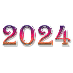Design year 2024 with leaf texture on white background.