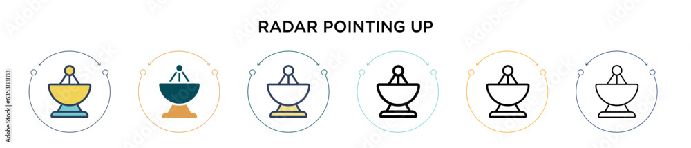 Poster radar pointing up icon in filled, thin line, outline and stroke style. vector illustration of two co