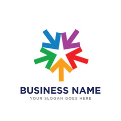 Five star arrow logo. Unity arrow with a star symbol. arrow star logo design idea with vector 