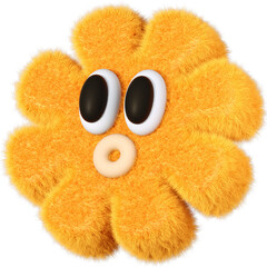 Fur flower shape character 3D