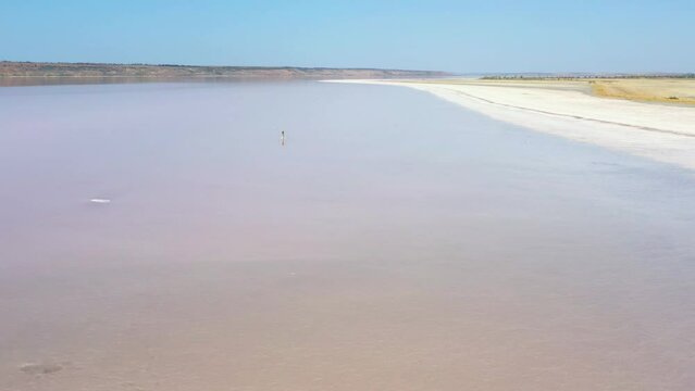 Sea firth for mining salt mud in Kuyalnik Estuary. Aerial drone view.