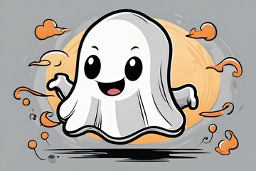 Halloween Playful Ghost Character: Cute Grin, Mischievous Tricks ai generative illustration