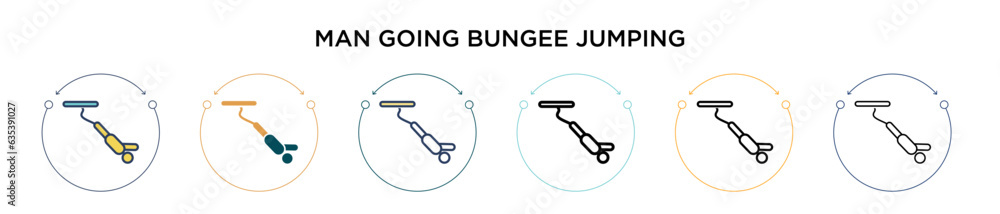 Poster man going bungee jumping icon in filled, thin line, outline and stroke style. vector illustration of