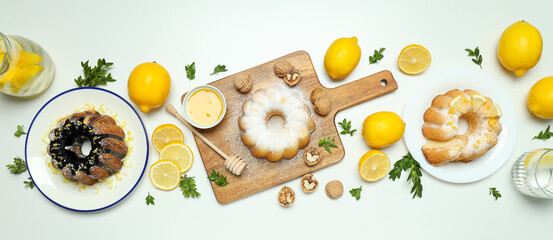 Tasty bake food concept - delicious lemon cake