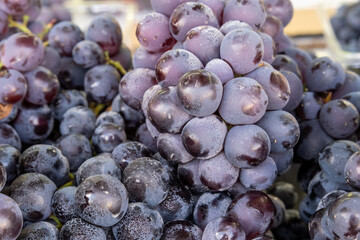 Red grapes for sale at city market