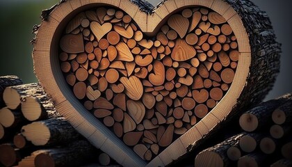 laid out in a beautiful wooden heart shape