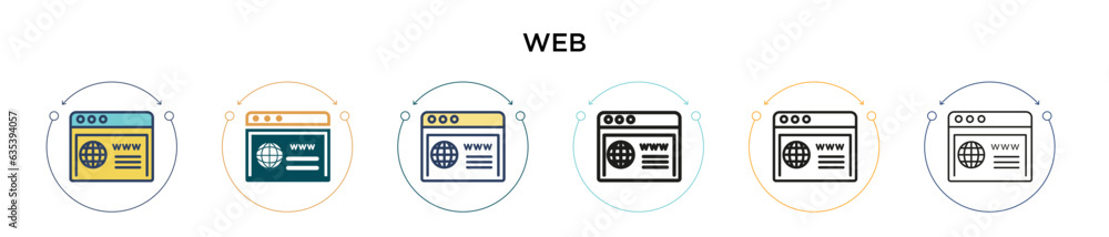 Poster web icon in filled, thin line, outline and stroke style. vector illustration of two colored and blac