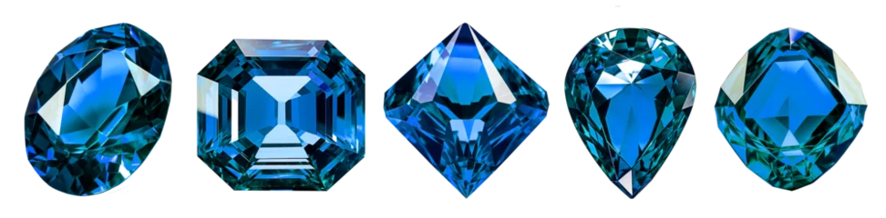 Fototapeten set of isolated illustrations blue gem crystals. Created with Generative AI © agrus_aiart