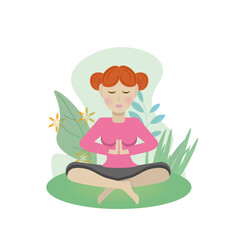 Yoga girl merge with nature