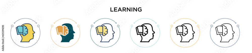 Poster learning icon in filled, thin line, outline and stroke style. vector illustration of two colored and