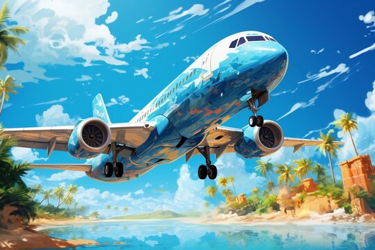 Explore the Concept of Airplane Travel to Exotic Destinations, Generative Ai