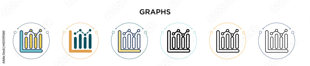 Poster graphs icon in filled, thin line, outline and stroke style. vector illustration of two colored and b