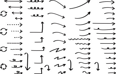 black hand drawn arrow set.Collection of hand drawn isolated arrows.doodle arrows..