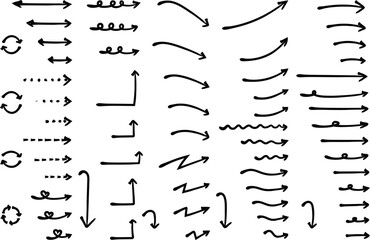 black hand drawn arrow set.Collection of hand drawn isolated arrows.doodle arrows..