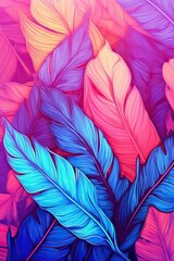 Abstract background with blue and pink leaves. illustration for your design