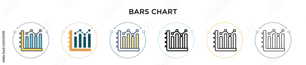 Poster bars chart icon in filled, thin line, outline and stroke style. vector illustration of two colored a