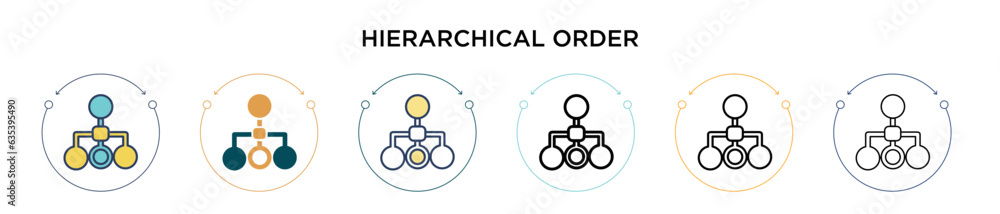 Poster hierarchical order icon in filled, thin line, outline and stroke style. vector illustration of two c