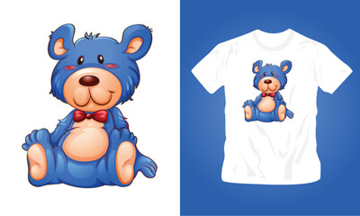Children toys graphics t-shirt design of teddy bear vector illustration for t-shirt editable template