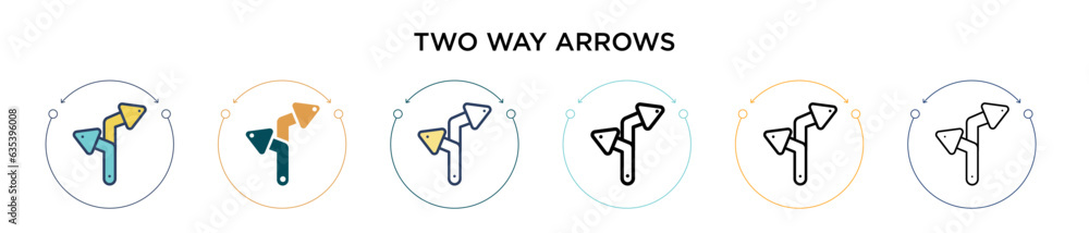 Aufkleber two way arrows icon in filled, thin line, outline and stroke style. vector illustration of two color