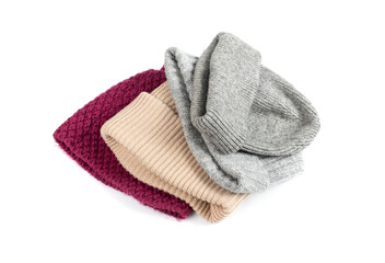 Winter Hat Isolated, Knitted Cap, Beige Winter Hat on White Background