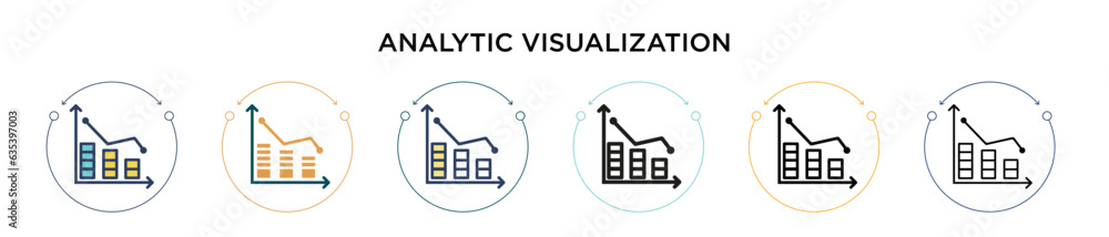 Poster analytic visualization icon in filled, thin line, outline and stroke style. vector illustration of t