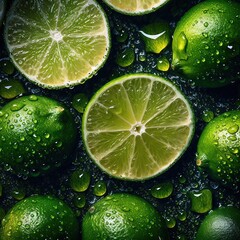 Fototapeta na wymiar Limes background. Lime and limes. Lime close-up shot. Limes with water drops. lime, background, limes, water, drops, green, fruit, citrus, lemon, fresh, ripe, juicy, tropical, juice, close-up,
