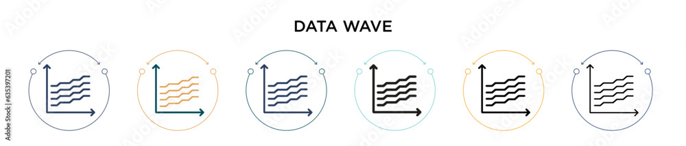 Poster data wave icon in filled, thin line, outline and stroke style. vector illustration of two colored an