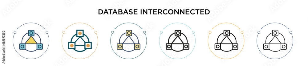 Poster database interconnected icon in filled, thin line, outline and stroke style. vector illustration of 