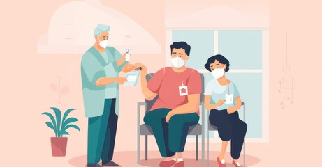 Doctor administering COVID vaccine.