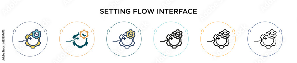 Poster setting flow interface symbol icon in filled, thin line, outline and stroke style. vector illustrati