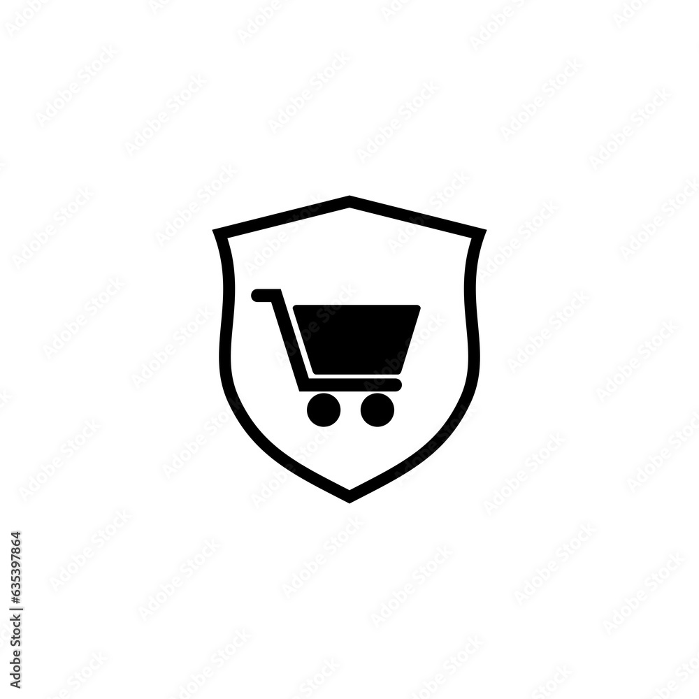 Poster secure shopping icon isolated on transparent background