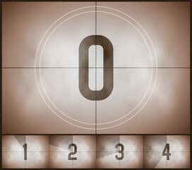 Old movie countdown. Retro frame with timer. Vector template for your design.